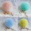 8CM Rabbit Fur Ball Keychain with Angel Gold Plated Metal Angel Key chain