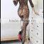 CK8989 sexy long-sleeved transparent hollow out shiny bodystocking