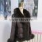 2015 new arrival black down jacket with real fox fur trim