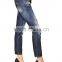 Italian design distressed washed women denim jeans pants (LOTX302)