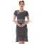 Short Sleeve Flower Pattern Designer One Piece Party Dress Women Crochet Dress With Lining SR-D9779