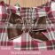 Children high Quality Girls Frocks Design top cotton yarn dyed check dress with brown bow on neck baby girls top