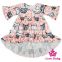 Long Front Long Back Printed Ruffle Fashion Beautiful Toddler Girls' Dress With 2 Pocket Velvet Frock Design