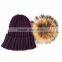 Myfur Wool Knitted Beanie Hats With Natural Color Raccoon Fur Pom Pom