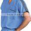 Men's V-Neck Medical Scrub Top with Contrast Stripe on Shoulder and Pocket