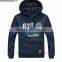 Fashion fleece pullover sweatshirt with hood and printing for man