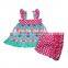 Hot sale wholesale summer baby girls 2pcs cute print top icing shorts clothing set cheap dress boutique outfits kids clothes