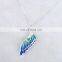 Latest design enamel gradients feather matte pendant sterling silver Necklace