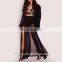 Side High Slip Black Latest Long Skirt Design Chiffon Maxi Skirt
