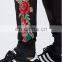 men embroidered roma roses sweat pants green red striped jogger pants wholesale