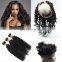 wholesale hair distributors 100% virgin remy brazilian hair 360 lace frontal with bundle