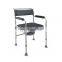 Height adjustable bathroom steel frame toilet seat commode wheel chair