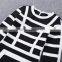 2016 hot selling sexy between black and white strip bandage dress