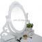 Dressing Table Mirror & Padded Stool Set Wooden Vanity 4 Drawers Makeup Dresser Furniture