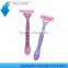 D316L pivoting head rubber handle triple blade razor