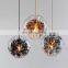 Creative Modern Clear Glass Pendant Light Globe Round Ball Ceiling Hanging Lamp With Metal Silver Flower Chandelier