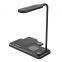 4-in-1 White Black Desk Lamp with Fast Magnetizing Wireless Charger Mobile Phone Watch Headset & Desktop Adapter