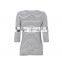 2015 Wholesale New Design Custom Scoop Neck Half Sleeve Strip Clothing Woman