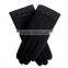70%wool/30%nylon ladies winter fashion gloves with leather panel
