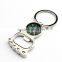 Metal foot Bottle opener with compass key chain, Alloy bottle opener key ring