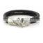 snake head fancy cowhide leather wrist band for men