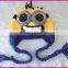 wholesale kids character minion crocheted hats hand crochet knitting winter caps for boys