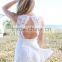 Alibaba new model girl lace beach style sexy backless white playsuit