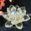 2016 crystal yellow glass lotus flower candle holder wholesale