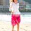 SheIn Women Fashion Long Sleeve Ombre Tie Tassel V Back Maxi Dress