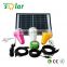 Mini solar home lighting kit with 3 led lights and mobile phone charger 15W 12W solar panel