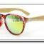 Sunglasses Bamboo Arms Plastic Frame Green Color Lenses Women Bamboo Sun Glasses