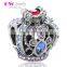 X266 Fashion Italian Multicolor Crystal Charms,925 Sterling Silver Crown Charms