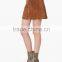 2016 Latest Design Autumn Suede Leather Skirts, Petal Shape Hem Girls Sexy Mini Skirt