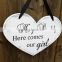 Shabby chic wooden crafts heart shape wedding decoration wooden plaque
