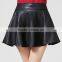New Design Top Fashion Elegant mini short Sexy Black Leather Skirt
