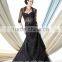 black satin beaded long sleeved evening gowns