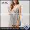 Fashion Elasticated Waist Pyjama Playsuit Custom Cotton Plain Grey Brushed Wrap Front Pajamas Set V Neck Dress