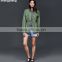 OEM/ODM women cotto baseball jacket green custom jacket guangzhou clothing manufacturer