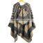 2016 new design fashion autumn winter acrylic bohemian poncho shawls with hooded for women