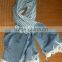 Hand woven white & grey cotton scarf