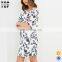 2017Autumn european fashion woman clothes knee length print dresses for ladies