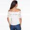 white off shoulder boob tube backless lace spliced sexy chiffon T-shirt blouse for ladies