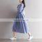 OEM Wholesale Maxi Dresses Plus Size Long Sleeve Linen Striped Dresses