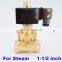 GOGO Normally open 16bar Brass high temperature steam 2 way valve solenoid electric water 1 1/2 12V DC Orifice 35mm PTFE