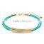 Turquoise bead bangle bracelet with white gold copper tube