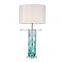 Handmade Crystal Table Lamp Green Living Room Lamp with Fabric Shade for Hotel Home Bed Side