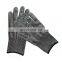 Dark blue HPPE stainless steel wire cut resistant grade 5 cut resistant gloves