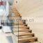 Tempered Glass European Beech Treads Interior Stairs With Light
