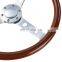 Real Wood Grain Chrome Spoke Steering Wheel, Universal 380mm 15'' Classic Real Wooden Steering Wheel
