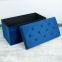 Foldable storage velvet ottoman-Dark Blue